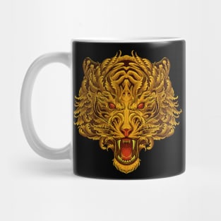 Golden tiger head with floral pattern Mug